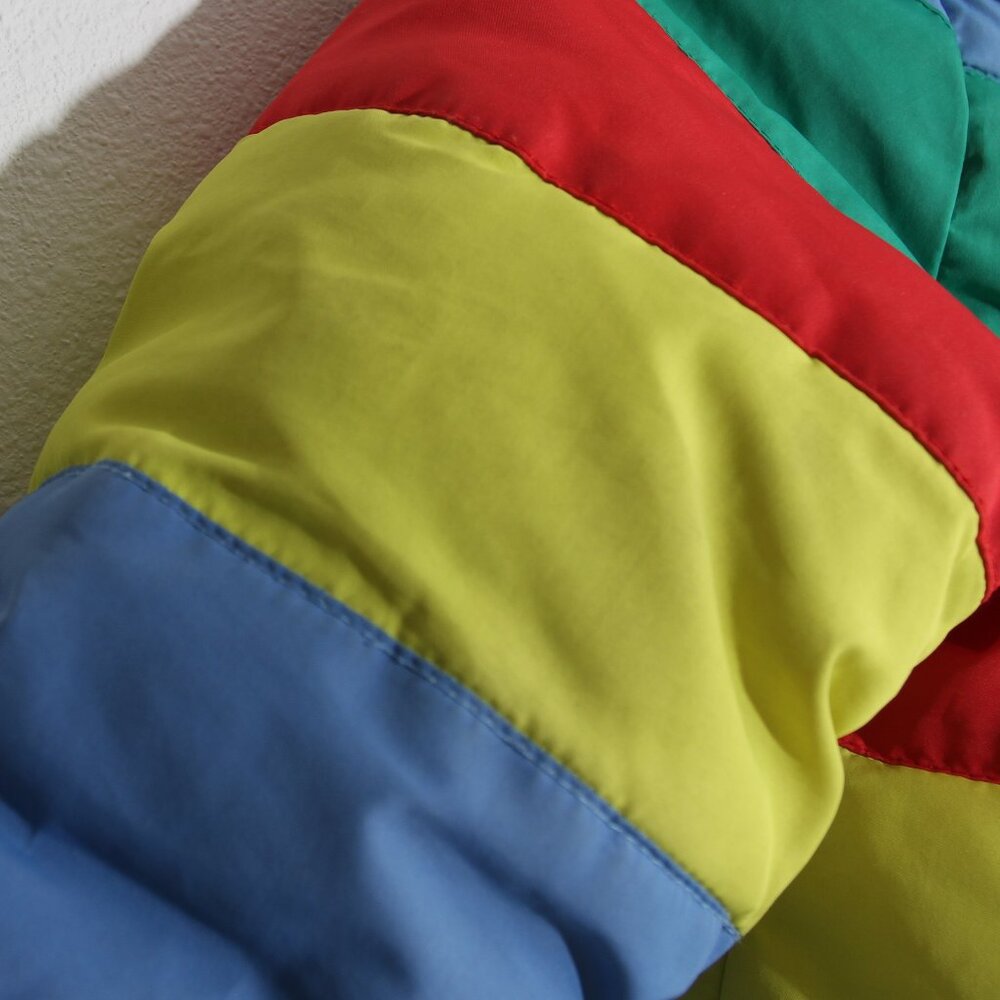 Mini Boden Kids' Stripe Waterproof Puffer Jacket Multi Rainbow Full Zip 2-3Y - Picture 9 of 15
